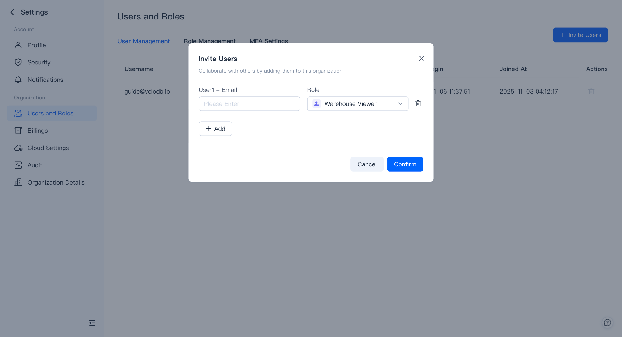 access control user management invite users