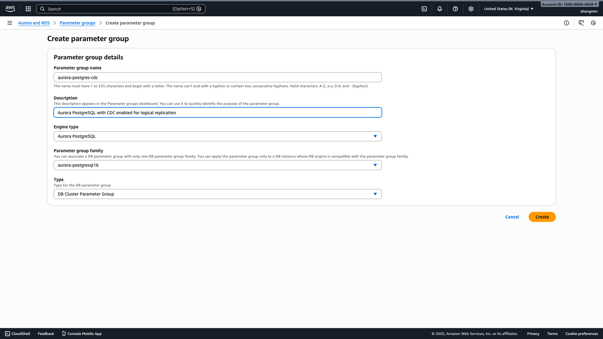 Create Parameter Group