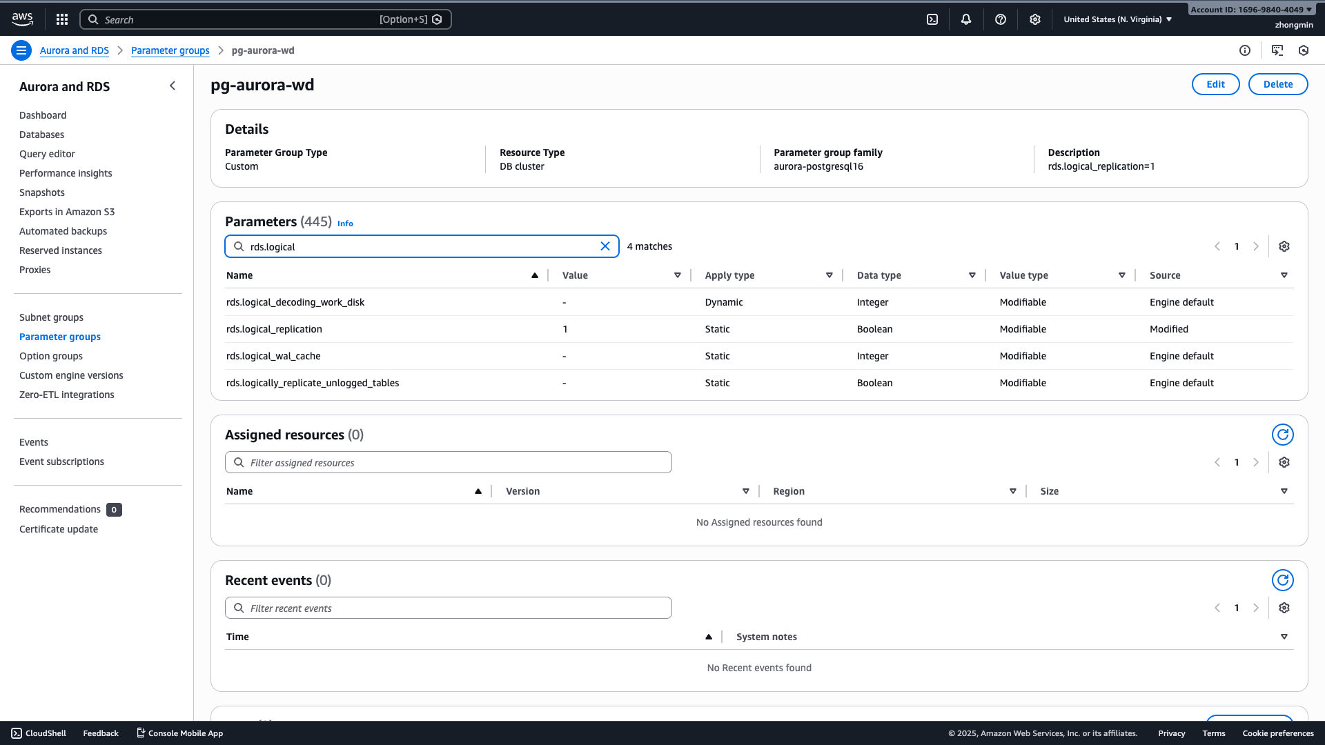 Edit Parameter Group - rds.logical_replication