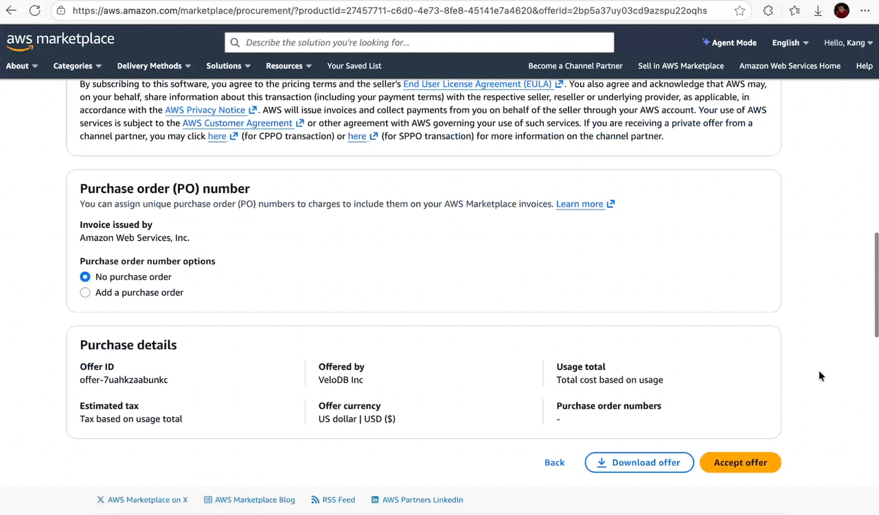 aws marketplace private offer accept