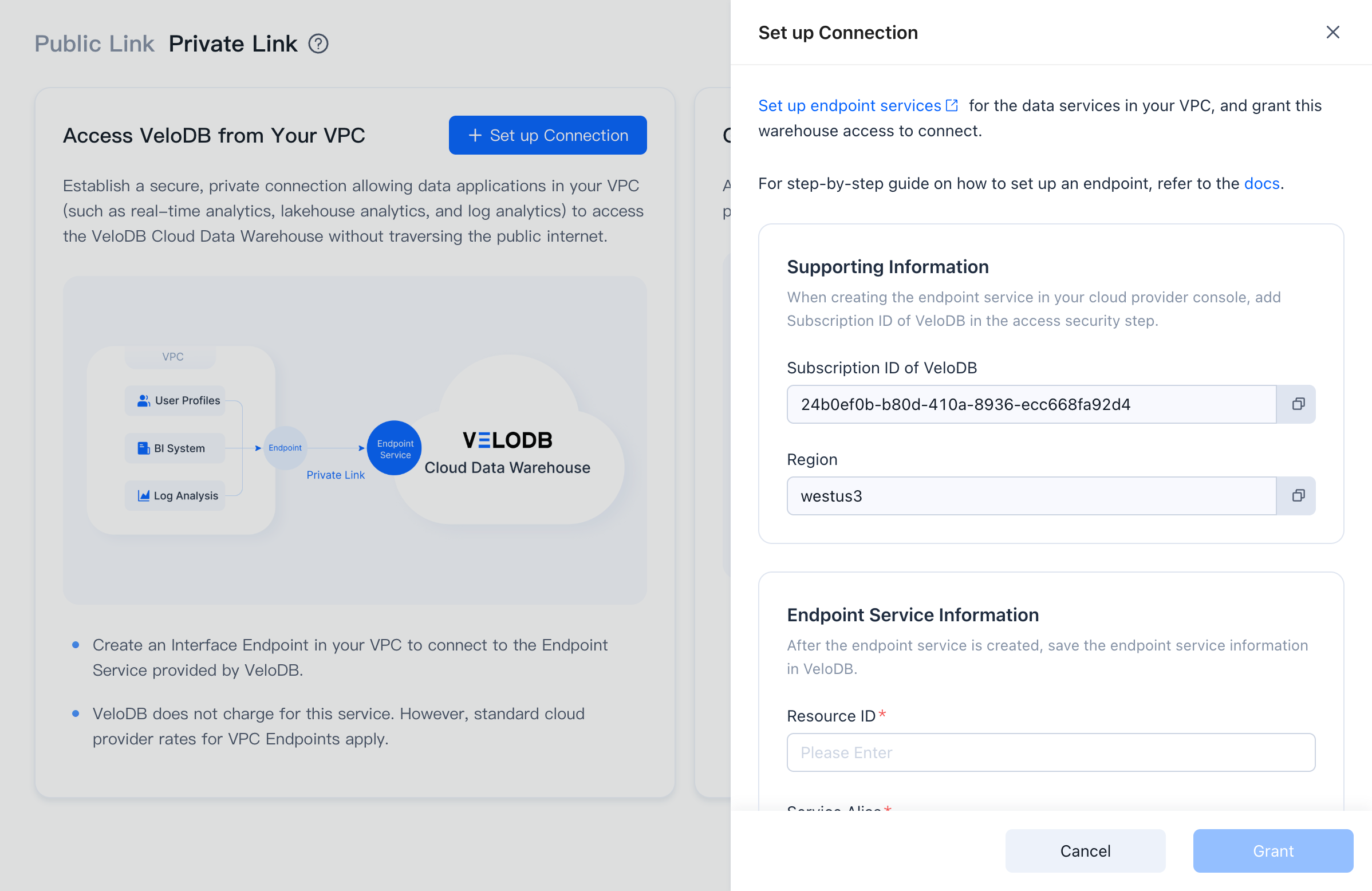 azure velodb access vpc 2