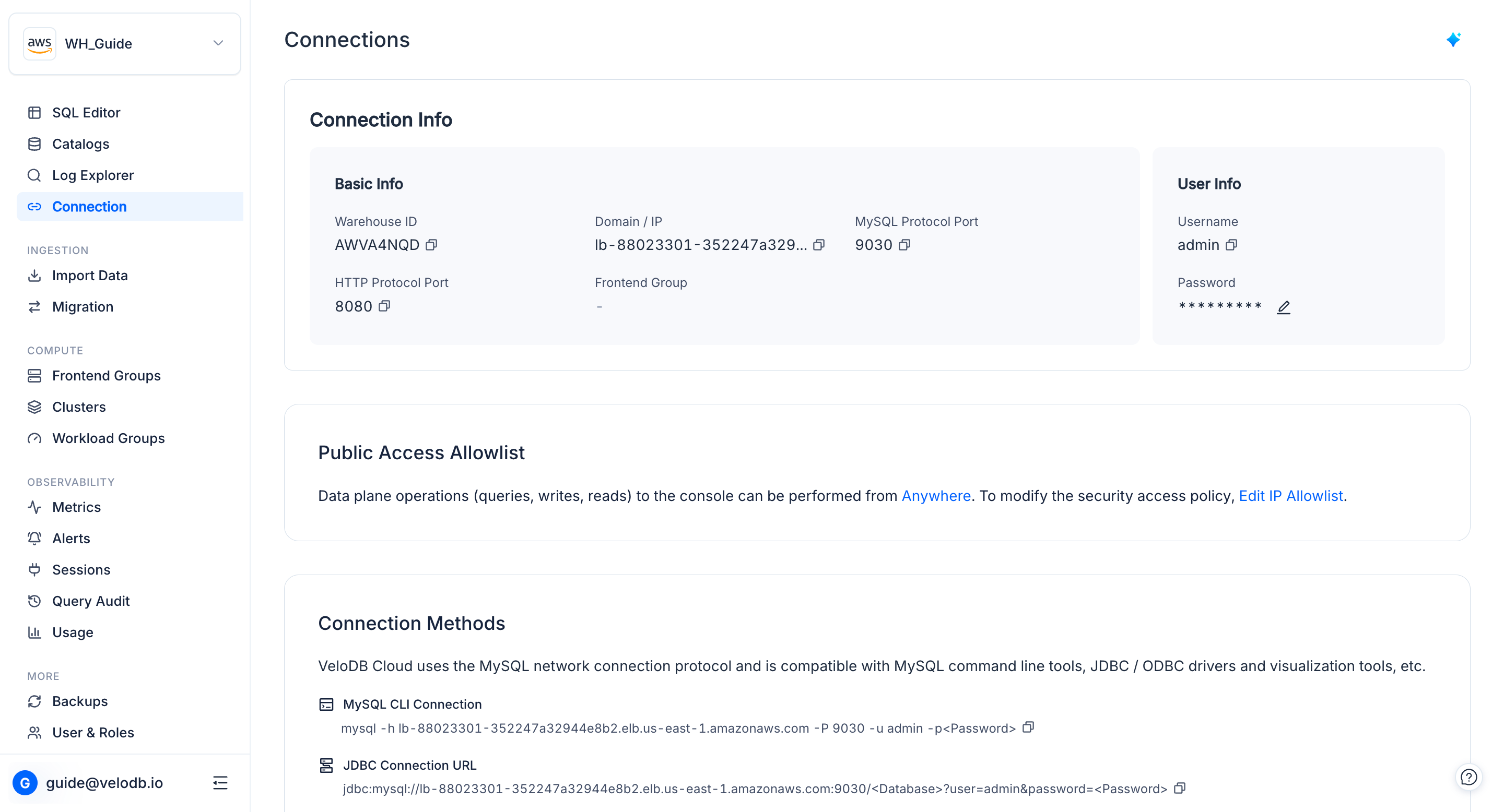 byoc public access allowlist