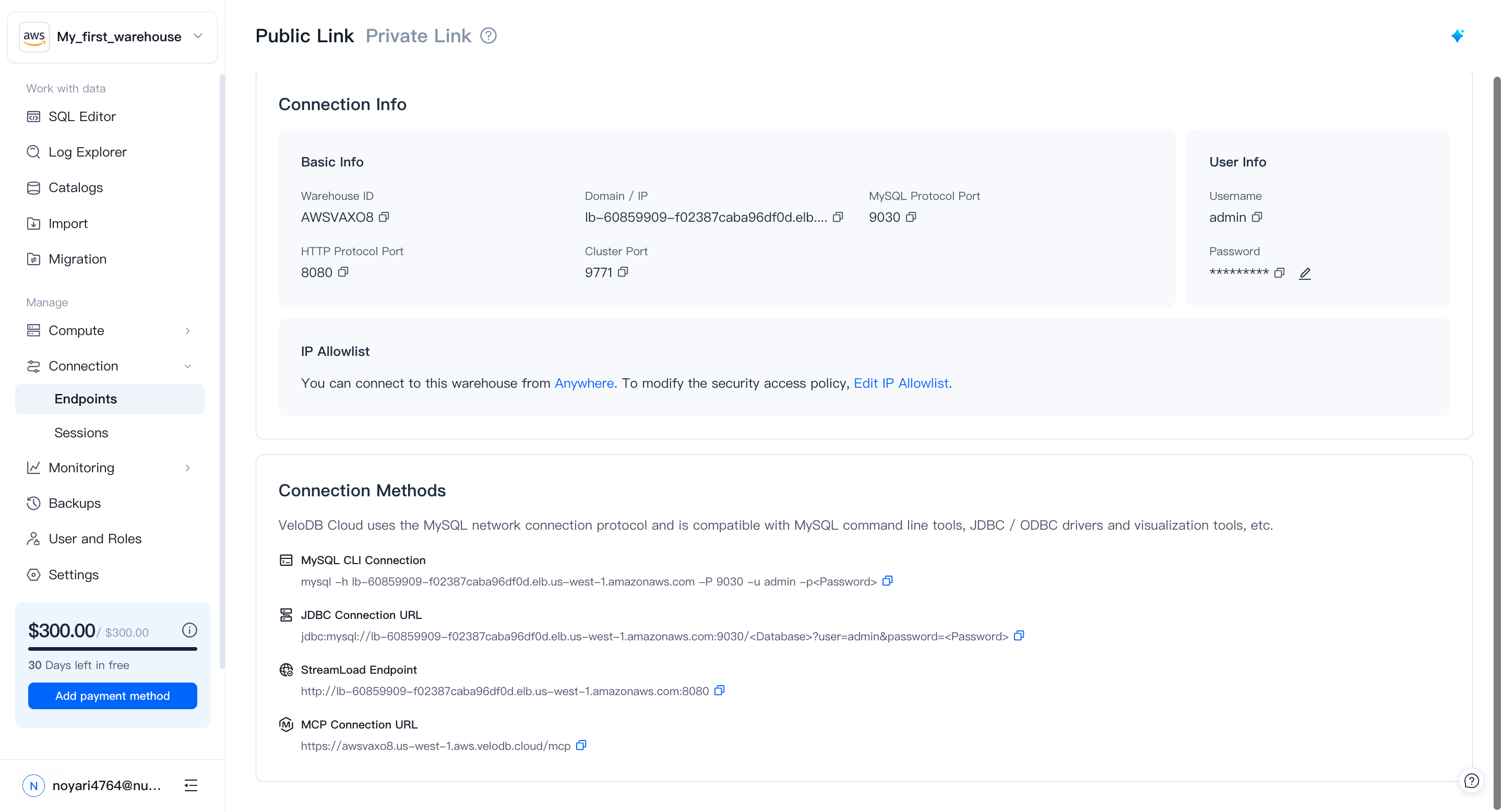 Connection information