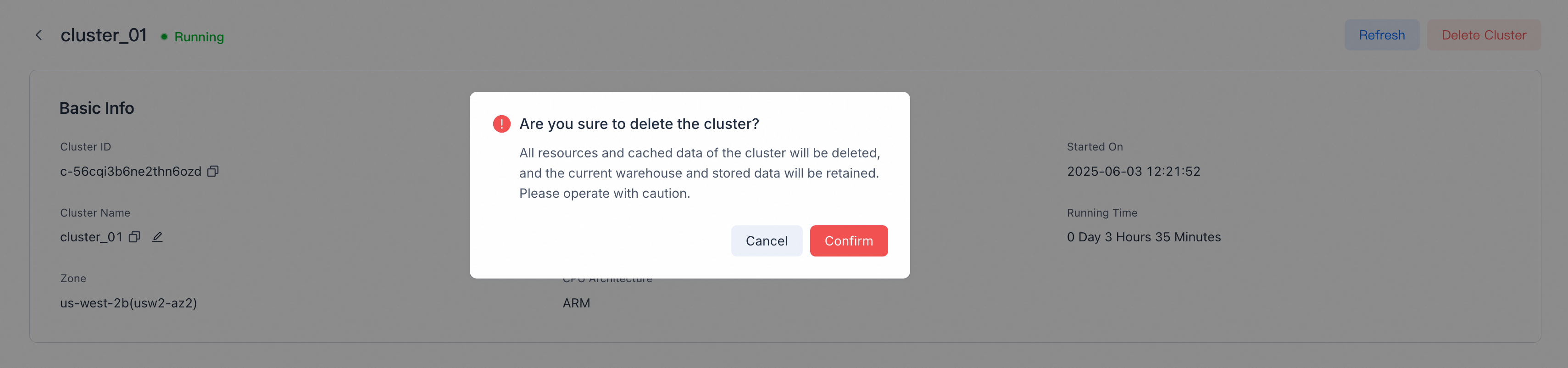 delete cluster en