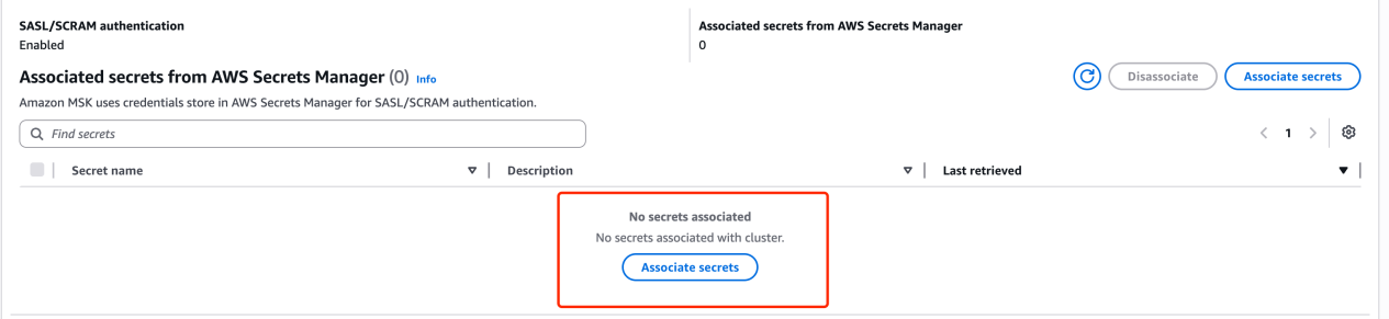 Associate secrets page