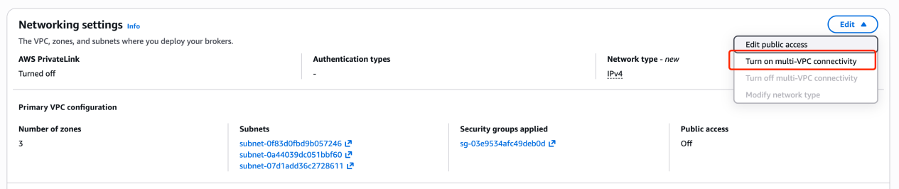 Networking settings — enable multi-VPC connectivity
