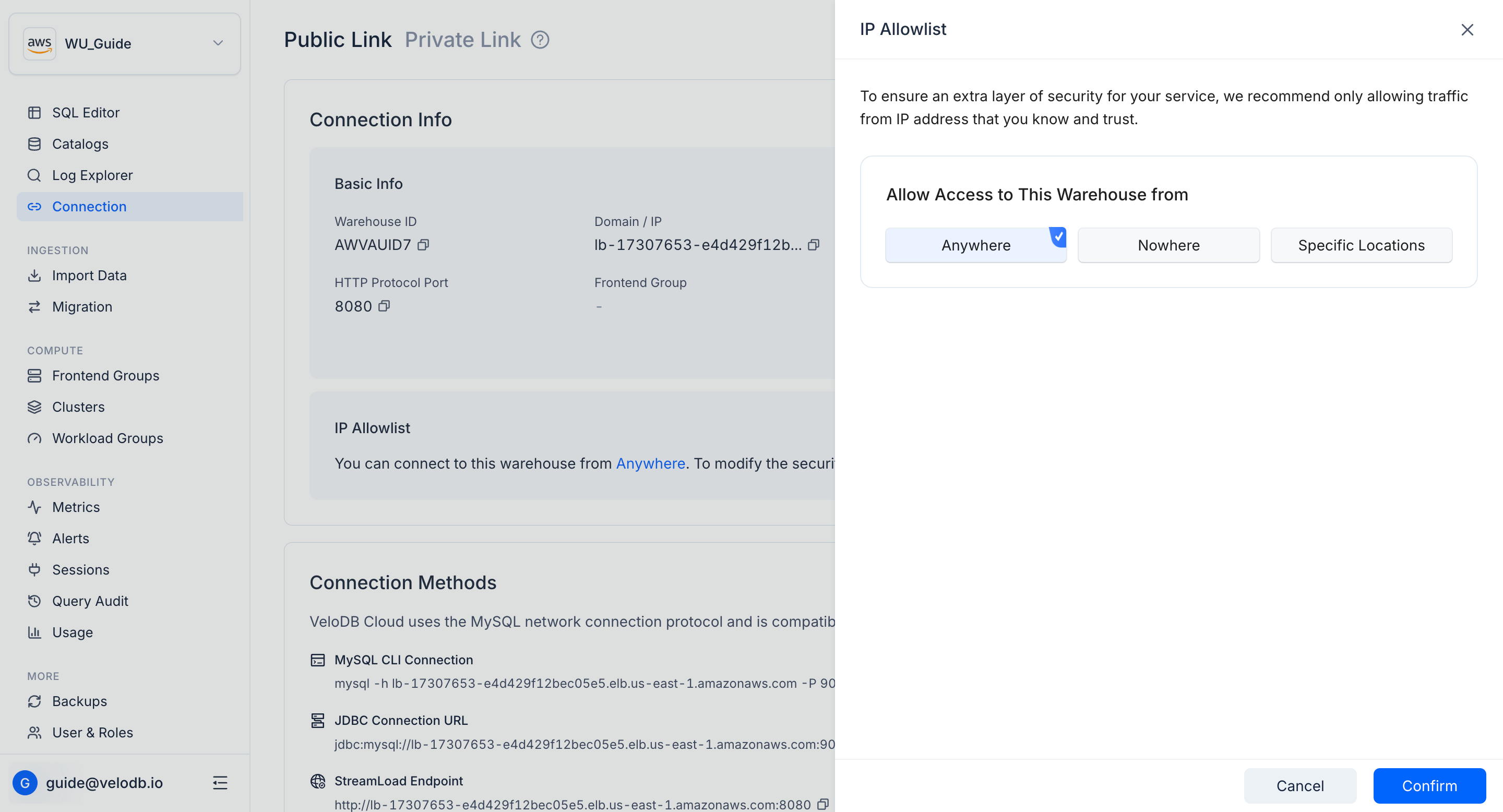 public link ip whitelist