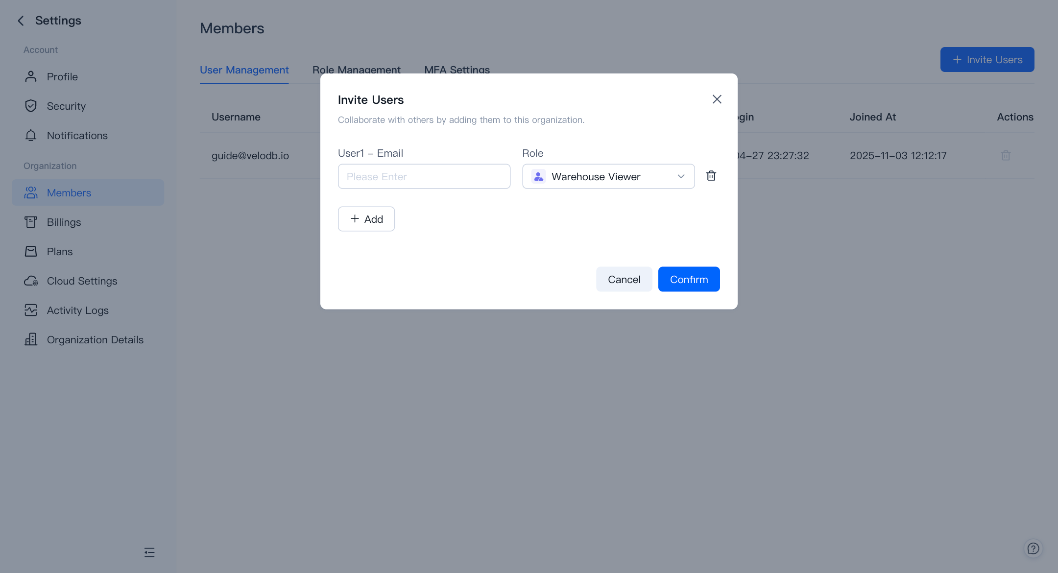access control user management invite users