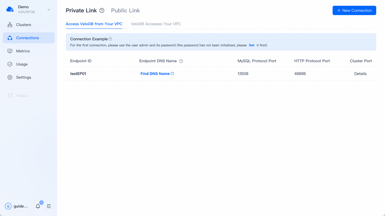 azure private link access velodb 10