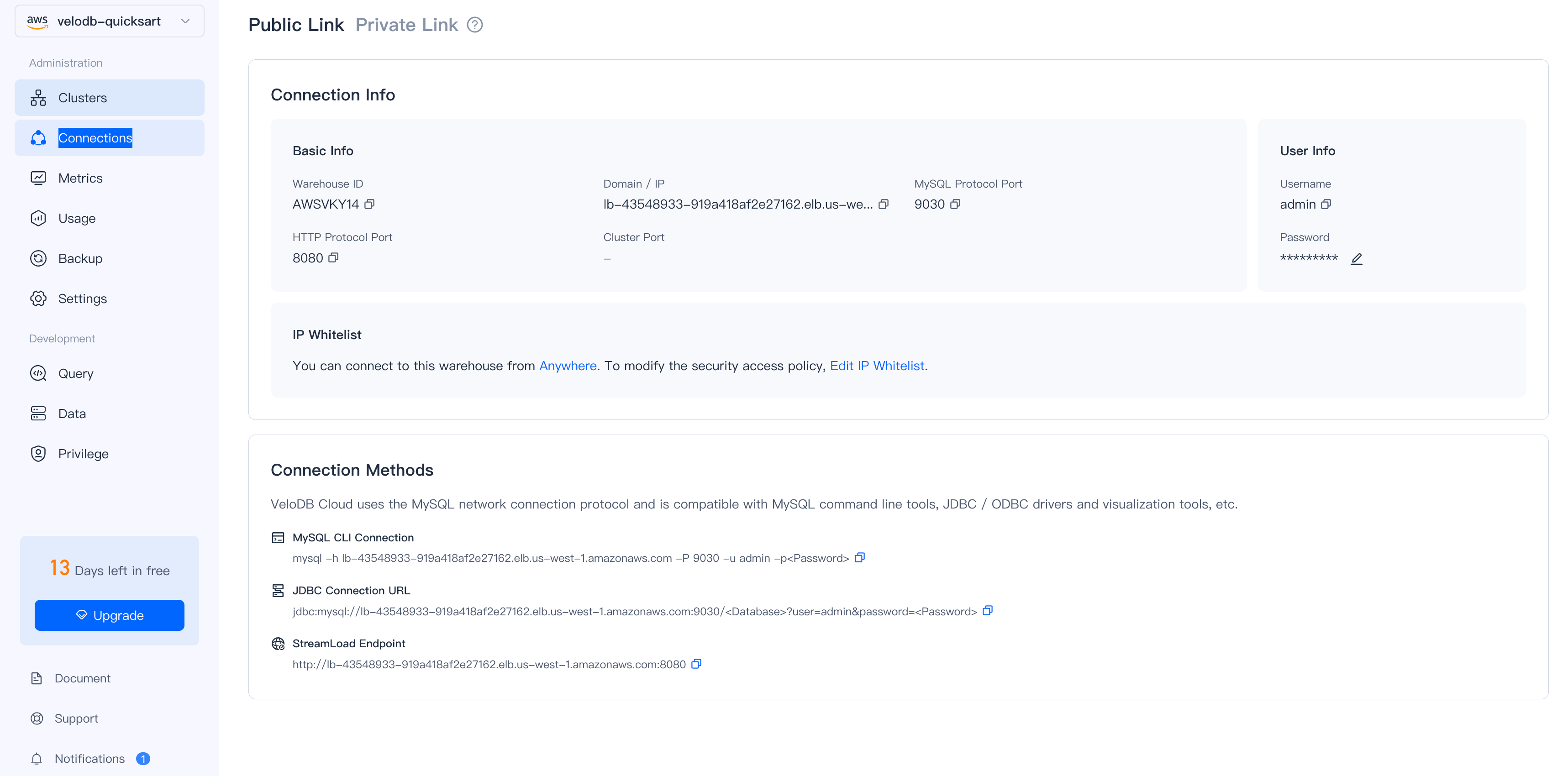 Connection information