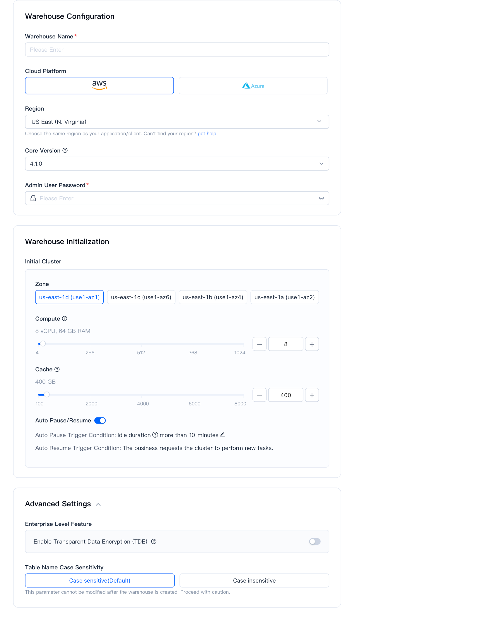 create new warehouse saas