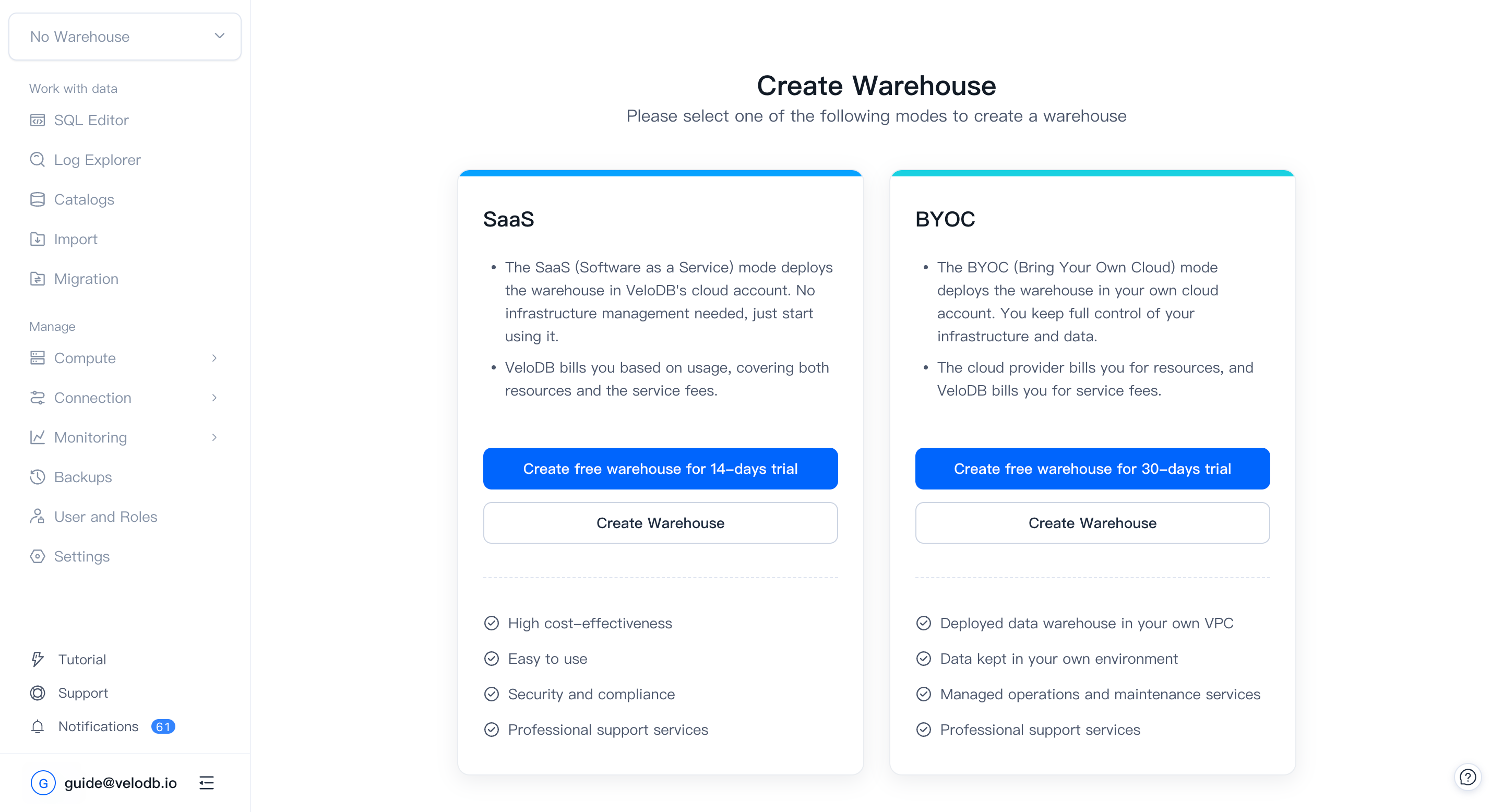 create warehouse