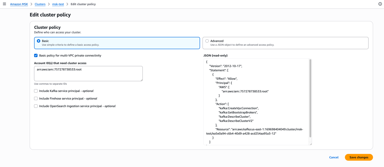 Cluster policy with VeloDB ARN