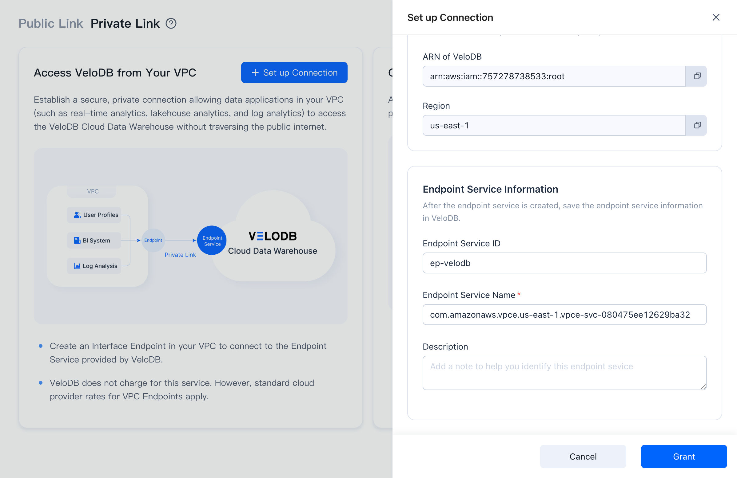 private link create connection choose endpoint service chosen
