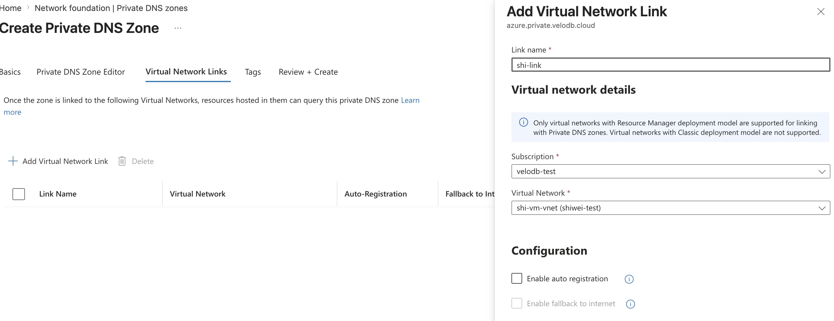 azure private link access velodb 12