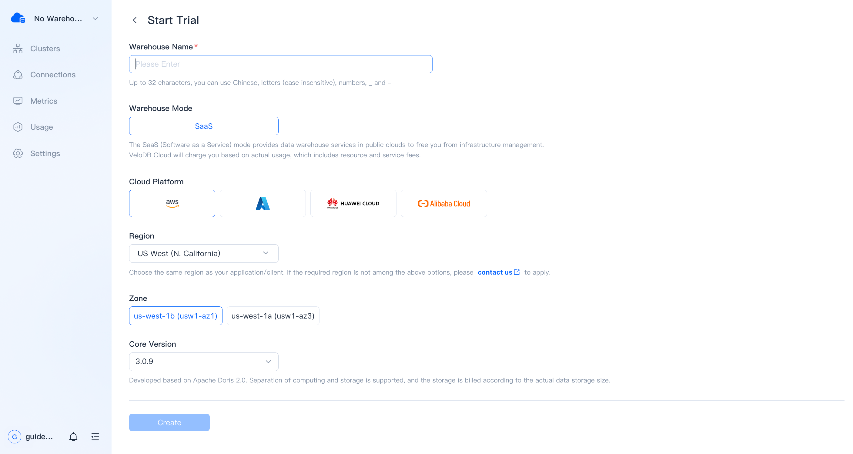 trial saas warehouse