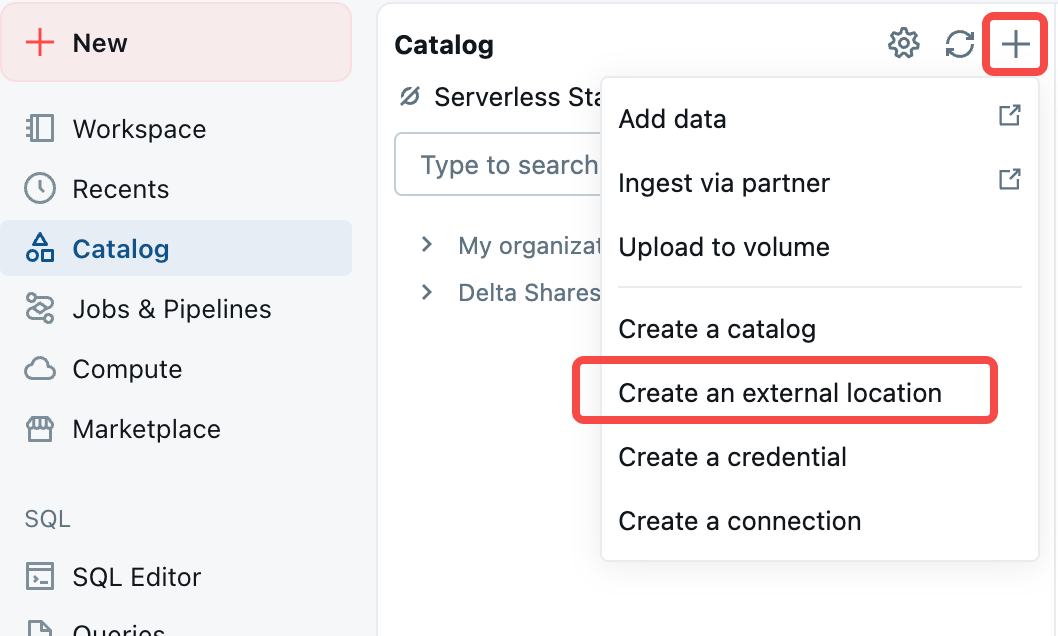 Create External Location in Unity カタログ