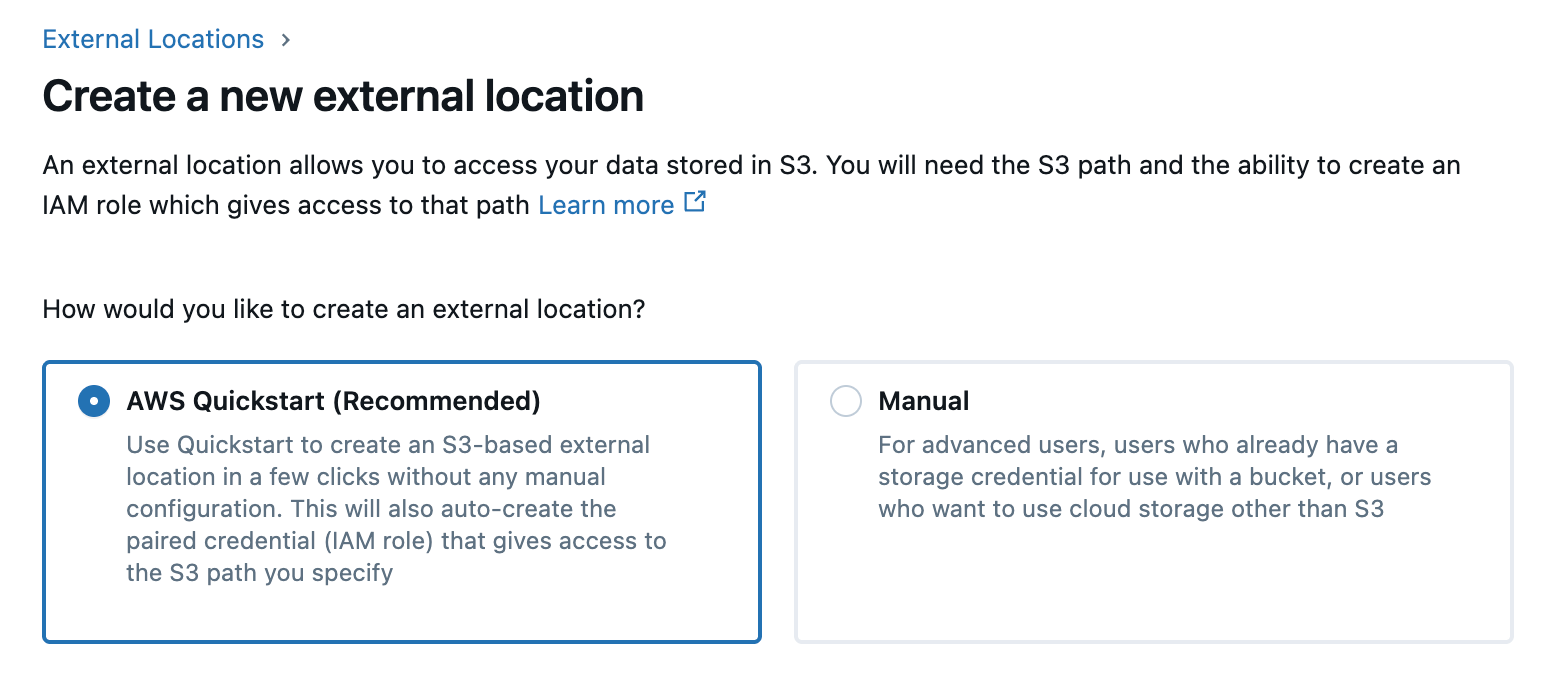 Create External Location in Unity カタログ with AWS S3 path