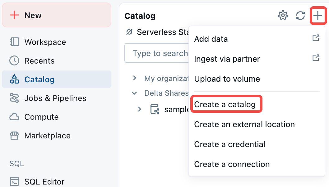 Create カタログ in Unity カタログ